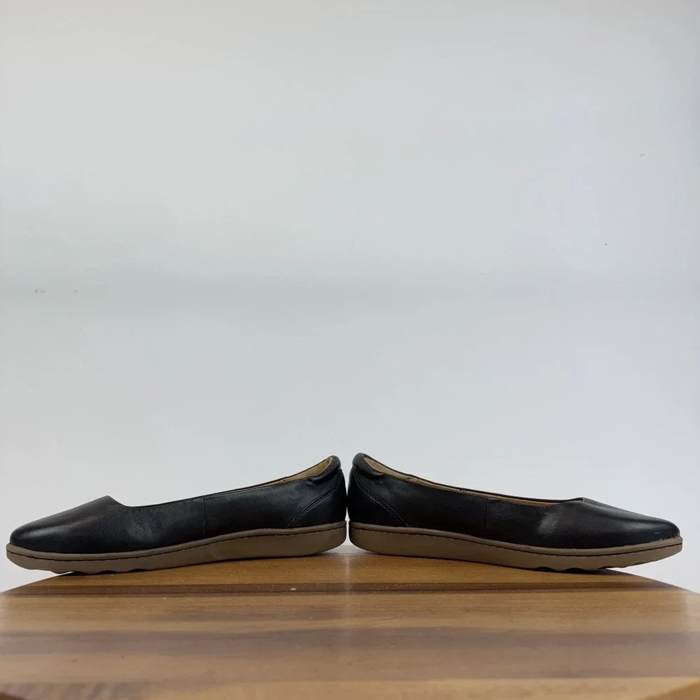 New Womens Earth Landen Black Leather Comfort Formal Ballet Flats Shoe Size 10 W